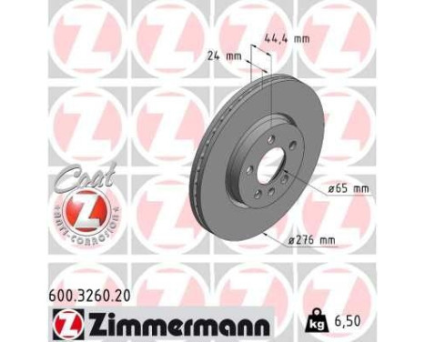 Brake disc COAT Z 600.3260.20 Zimmermann