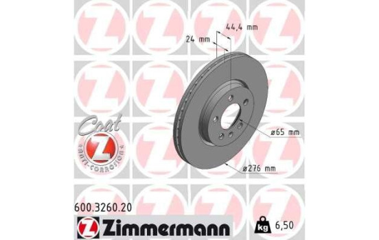 Brake disc COAT Z 600.3260.20 Zimmermann