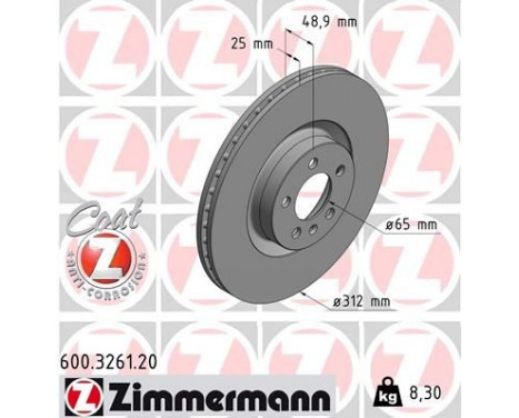 Brake Disc COAT Z 600.3261.20 Zimmermann