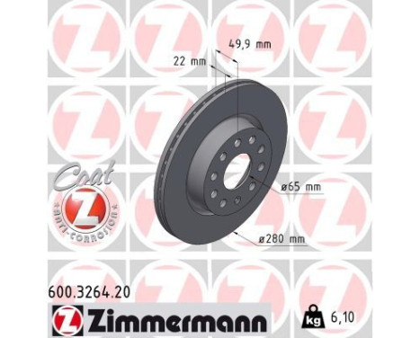 Brake disc COAT Z 600.3264.20 Zimmermann