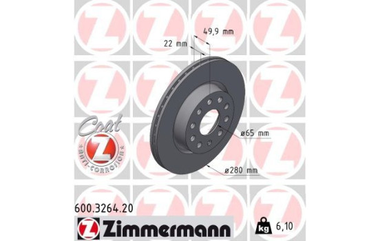 Brake disc COAT Z 600.3264.20 Zimmermann