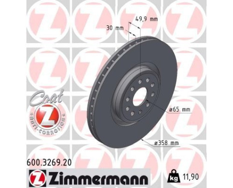 Brake disc COAT Z 600.3269.20 Zimmermann