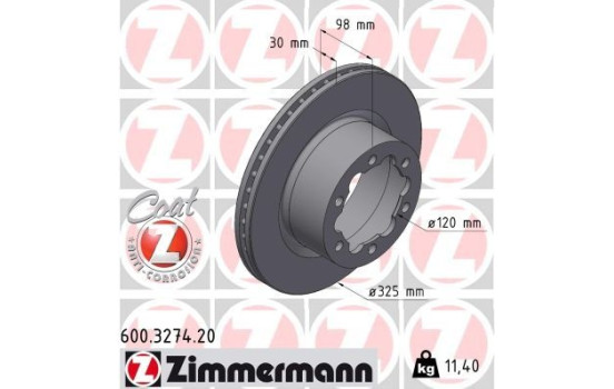 Brake disc COAT Z 600.3274.20 Zimmermann