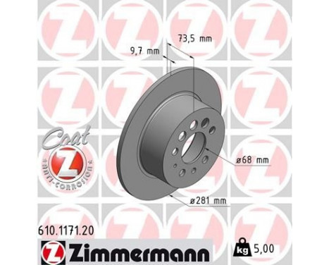 Brake Disc COAT Z 610.1171.20 Zimmermann