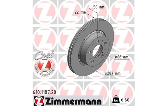 Brake Disc COAT Z 610.1187.20 Zimmermann