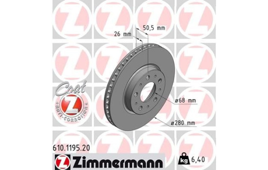 Brake Disc COAT Z 610.1195.20 Zimmermann, Image 2