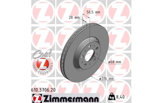 Brake Disc COAT Z 610.3706.20 Zimmermann