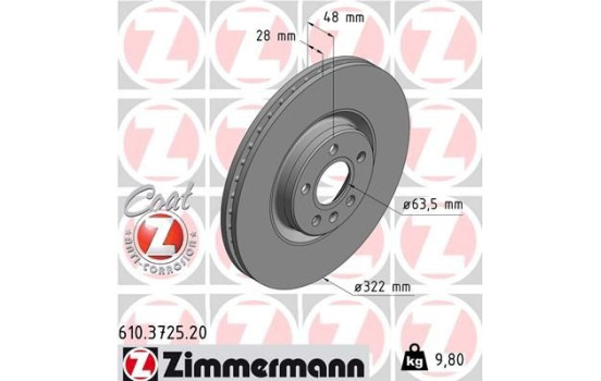 Brake Disc COAT Z 610.3725.20 Zimmermann