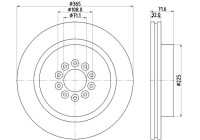 Brake disc coated 55231PRO 8DD 355 129-191 Hella
