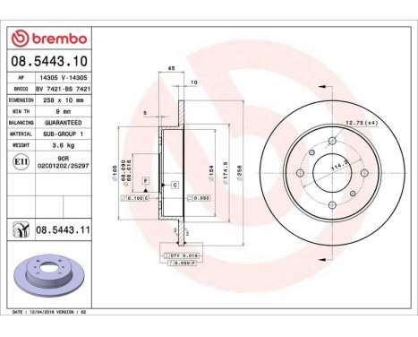 Brake Disc COATED DISC LINE 08.5443.11 Brembo, Image 3