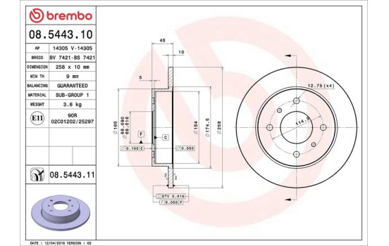 Brake Disc COATED DISC LINE 08.5443.11 Brembo, Image 3
