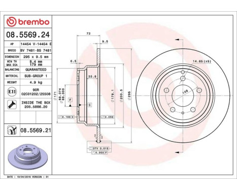 Brake Disc COATED DISC LINE 08.5569.21 Brembo, Image 3