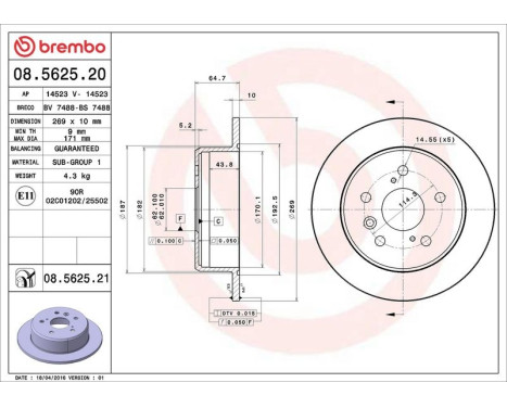 Brake Disc COATED DISC LINE 08.5625.21 Brembo, Image 3
