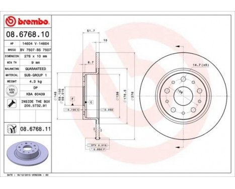 Brake Disc COATED DISC LINE 08.6768.11 Brembo, Image 2