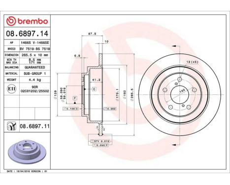 Brake Disc COATED DISC LINE 08.6897.11 Brembo, Image 3