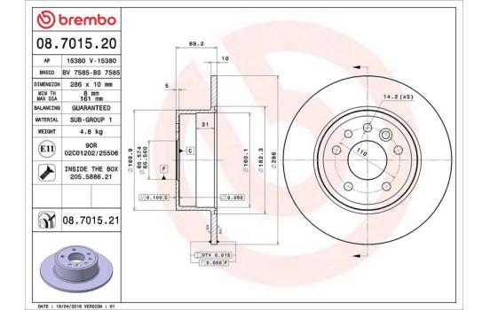 Brake Disc COATED DISC LINE 08.7015.21 Brembo, Image 4