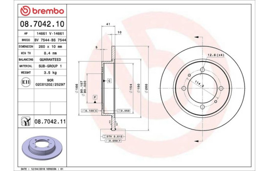 Brake Disc COATED DISC LINE 08.7042.11 Brembo, Image 3