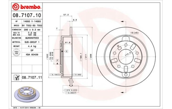Brake Disc COATED DISC LINE 08.7107.11 Brembo, Image 2