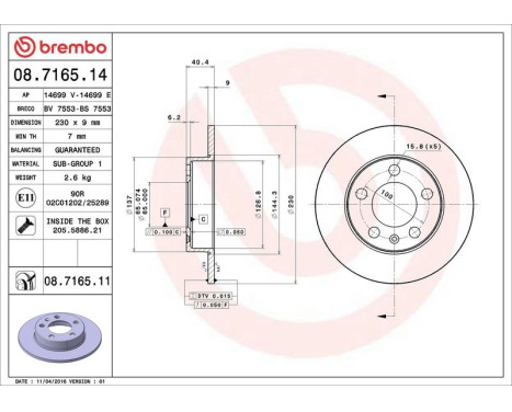 Brake Disc COATED DISC LINE 08.7165.11 Brembo, Image 3