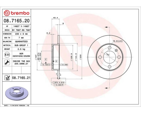 Brake Disc COATED DISC LINE 08.7165.21 Brembo, Image 3