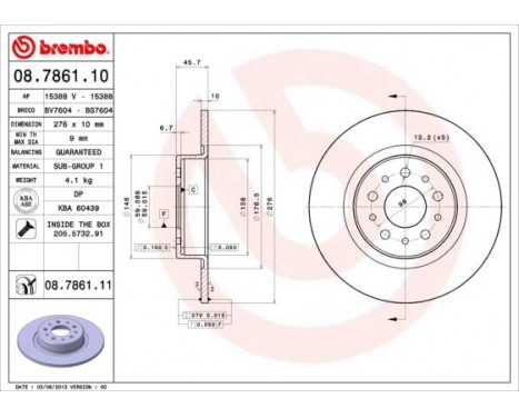 Brake Disc COATED DISC LINE 08.7861.11 Brembo, Image 2