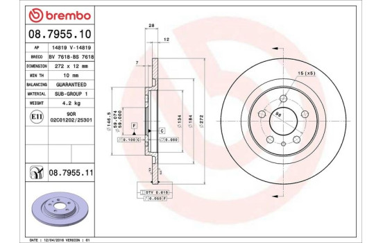 Brake Disc COATED DISC LINE 08.7955.11 Brembo, Image 3