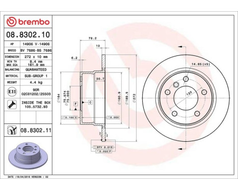 Brake Disc COATED DISC LINE 08.8302.11 Brembo, Image 3