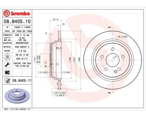 Brake Disc COATED DISC LINE 08.8405.11 Brembo, Image 2