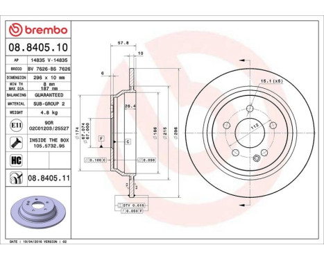 Brake Disc COATED DISC LINE 08.8405.11 Brembo, Image 3