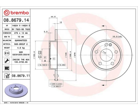 Brake Disc COATED DISC LINE 08.8679.11 Brembo, Image 3