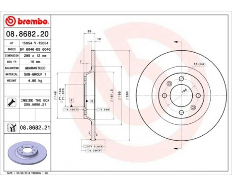 Brake Disc COATED DISC LINE 08.8682.21 Brembo, Image 2