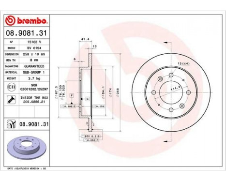 Brake Disc COATED DISC LINE 08.9081.31 Brembo, Image 2