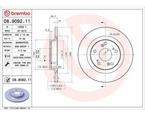 Brake Disc COATED DISC LINE 08.9092.11 Brembo, Image 2