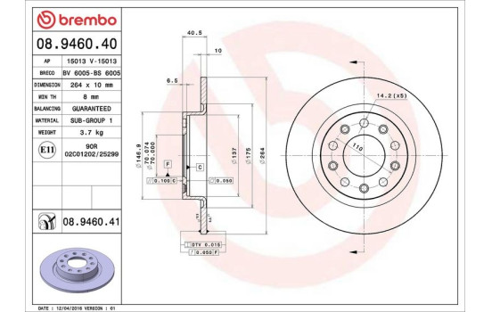 Brake Disc COATED DISC LINE 08.9460.41 Brembo, Image 3