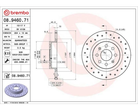 Brake Disc COATED DISC LINE 08.9460.71 Brembo, Image 3