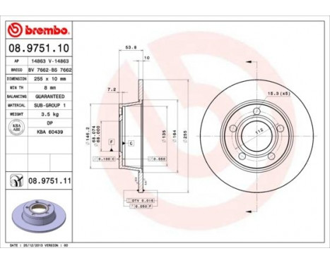 Brake Disc COATED DISC LINE 08.9751.11 Brembo, Image 2