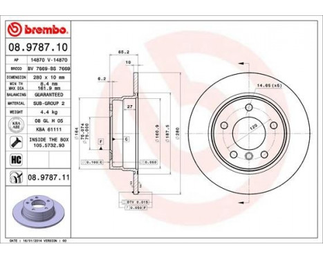 Brake Disc COATED DISC LINE 08.9787.11 Brembo, Image 2