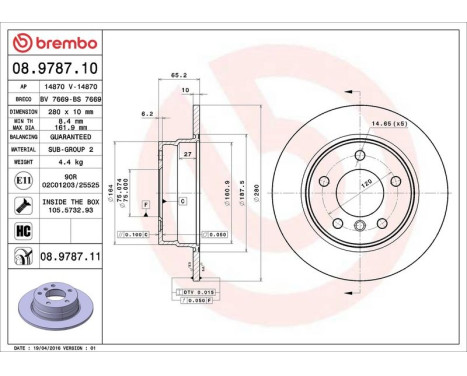 Brake Disc COATED DISC LINE 08.9787.11 Brembo, Image 3