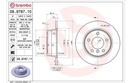 Brake Disc COATED DISC LINE 08.9787.11 Brembo, Image 3