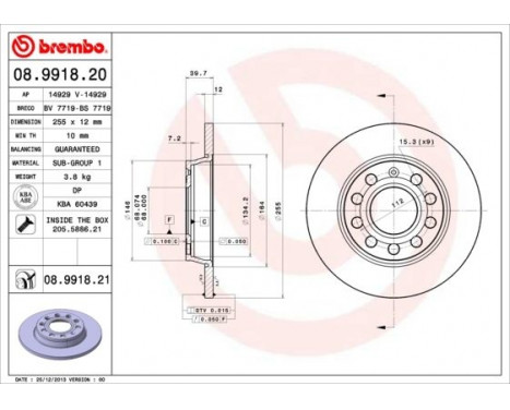 Brake Disc COATED DISC LINE 08.9918.21 Brembo, Image 2