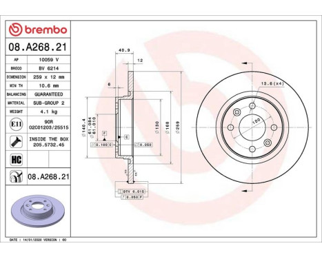 Brake Disc COATED DISC LINE 08.A268.21 Brembo, Image 2