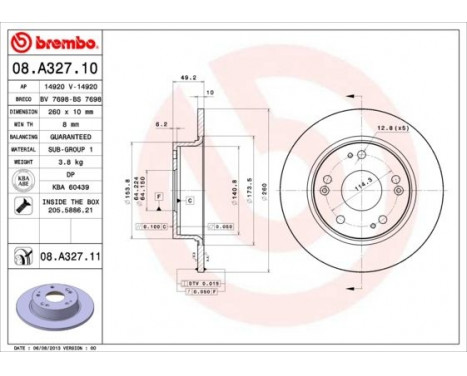 Brake Disc COATED DISC LINE 08.A327.11 Brembo, Image 2