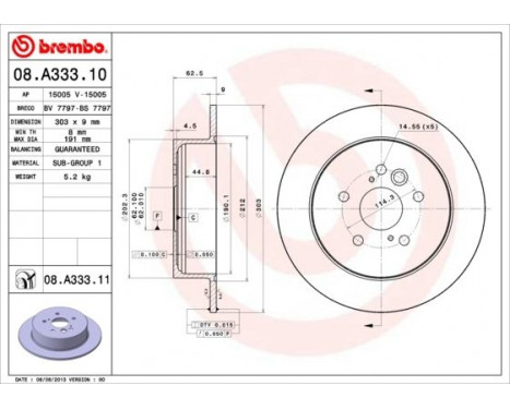 Brake Disc COATED DISC LINE 08.A333.11 Brembo, Image 2