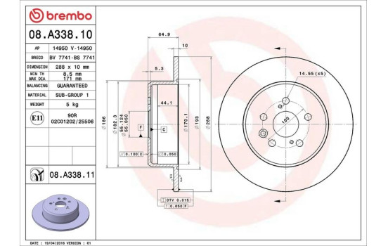 Brake Disc COATED DISC LINE 08.A338.11 Brembo, Image 3