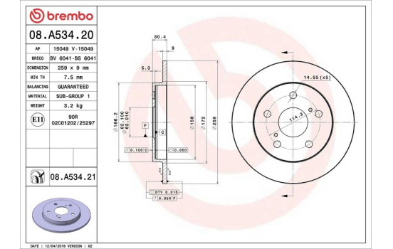 Brake Disc COATED DISC LINE 08.A534.21 Brembo, Image 3