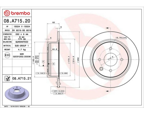 Brake Disc COATED DISC LINE 08.A715.21 Brembo, Image 3
