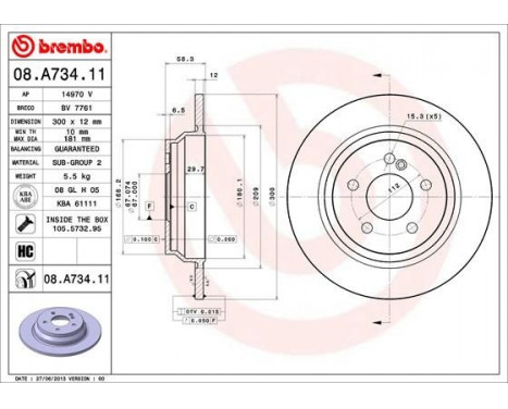 Brake Disc COATED DISC LINE 08.A734.11 Brembo, Image 2