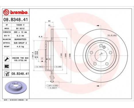 Brake Disc COATED DISC LINE 08.B348.41 Brembo, Image 2