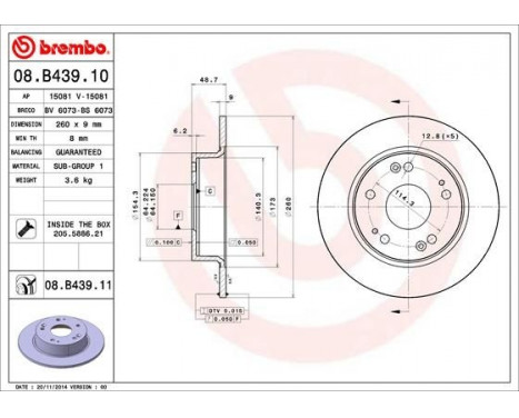 Brake Disc COATED DISC LINE 08.B439.11 Brembo, Image 2