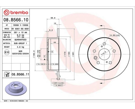 Brake Disc COATED DISC LINE 08.B566.11 Brembo, Image 3